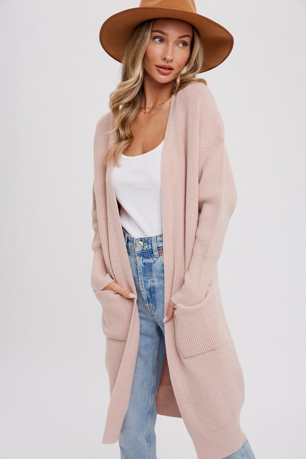 Ribbed Open Front Cardigan