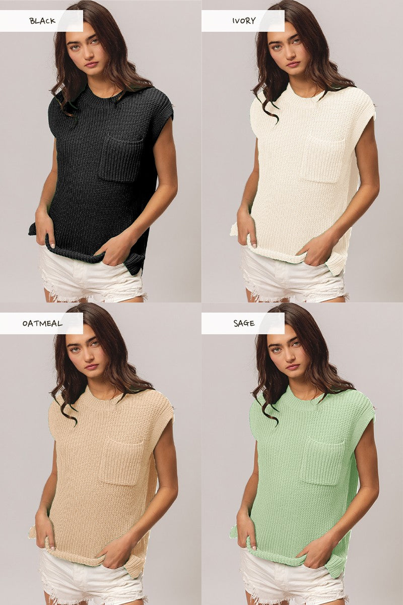 Sleeveless Sweater Top, Black