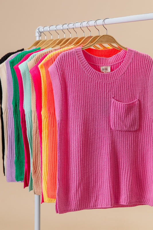 Sleeveless Sweater Top, Black