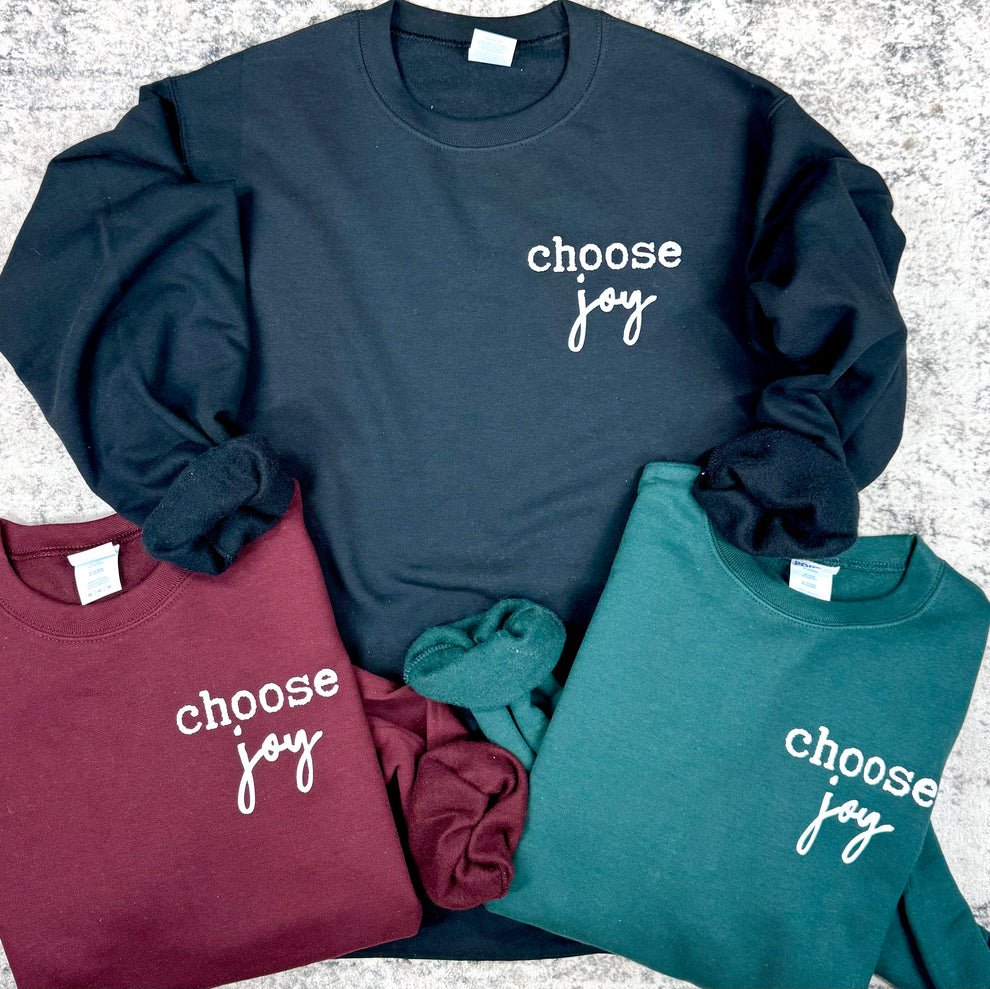 Choose JOY graphic sweatshirt, preorder