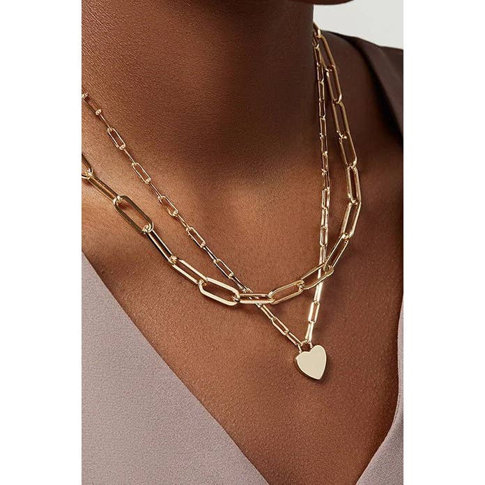 Double Chain Heart Necklace