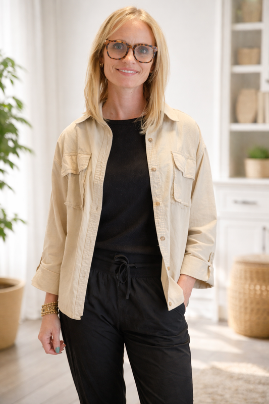 Linen Blended Button Up