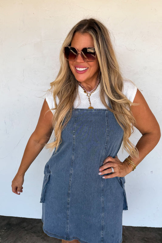PREORDER- DENIM MILLIE OVERALL DRESS