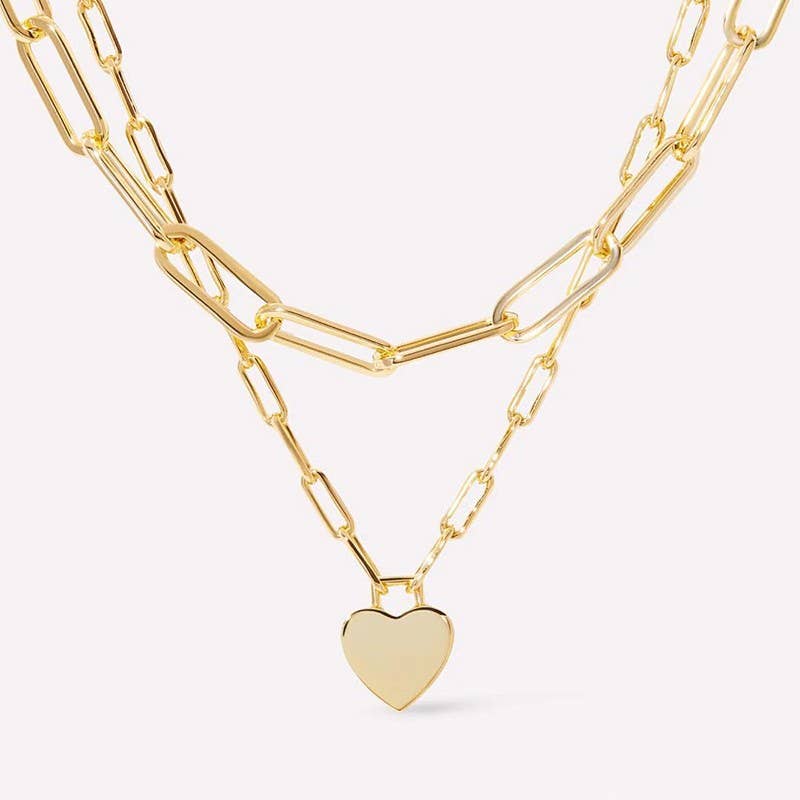 Double Chain Heart Necklace