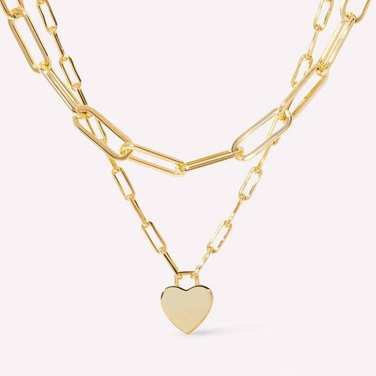 Double Chain Heart Necklace