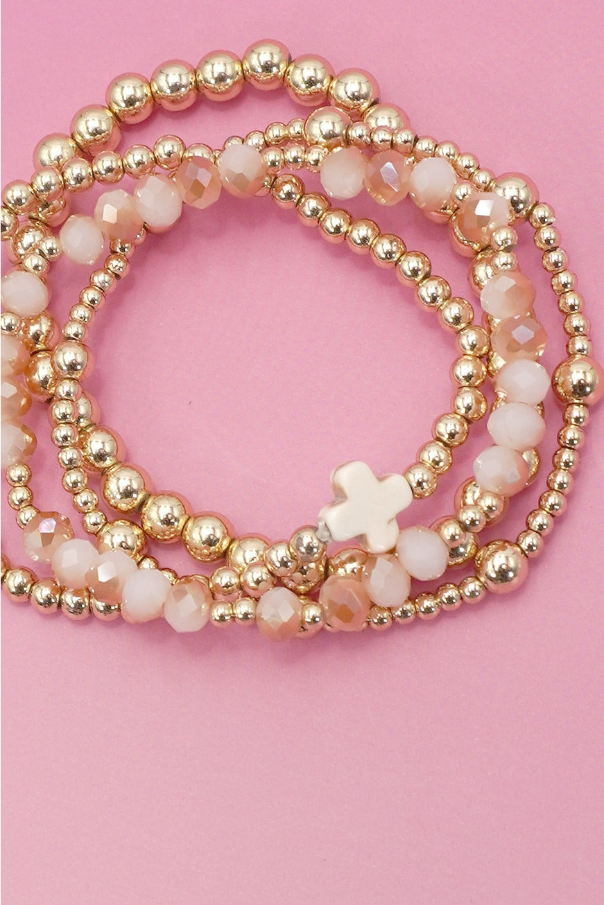 Cross Beaded Bracelet Set
