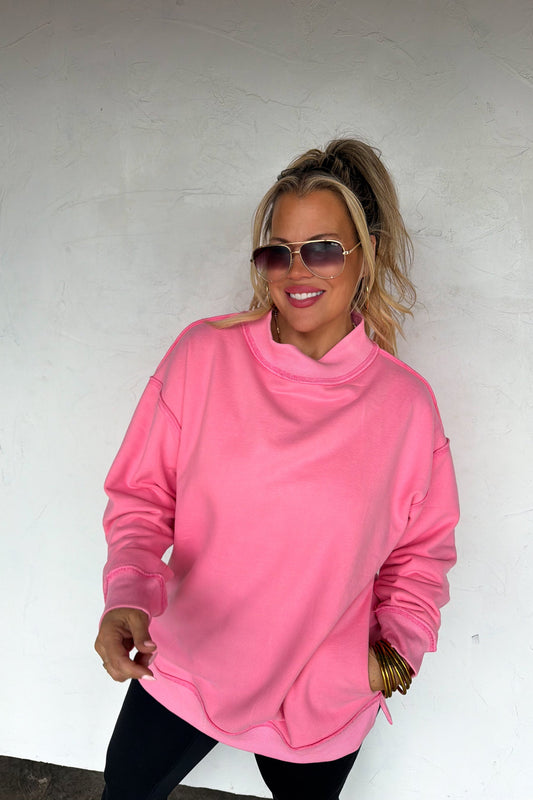 PREORDER- SPRING MOCK NECK POCKET PULLOVER