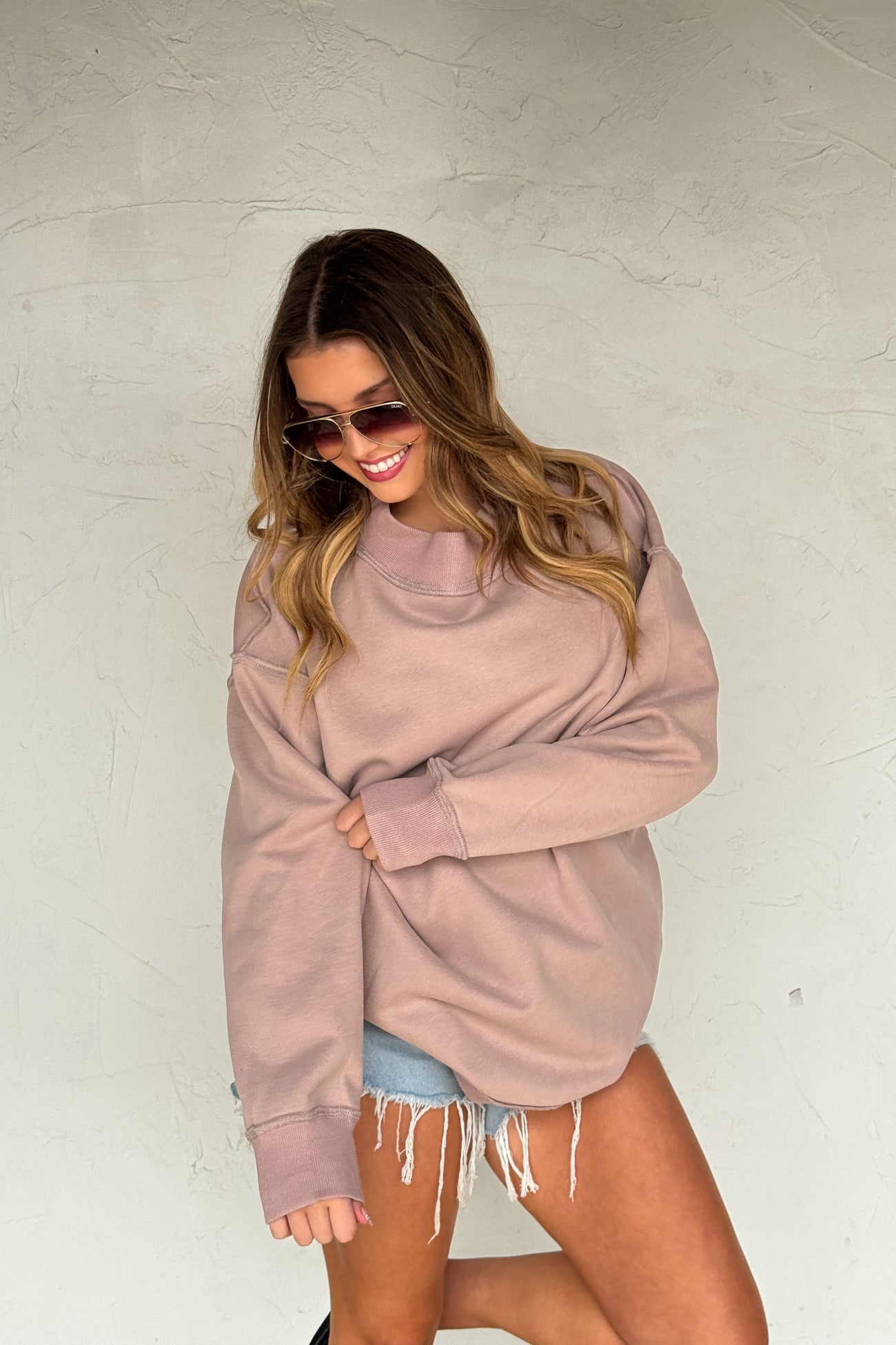 PREORDER- SPRING MOCK NECK POCKET PULLOVER