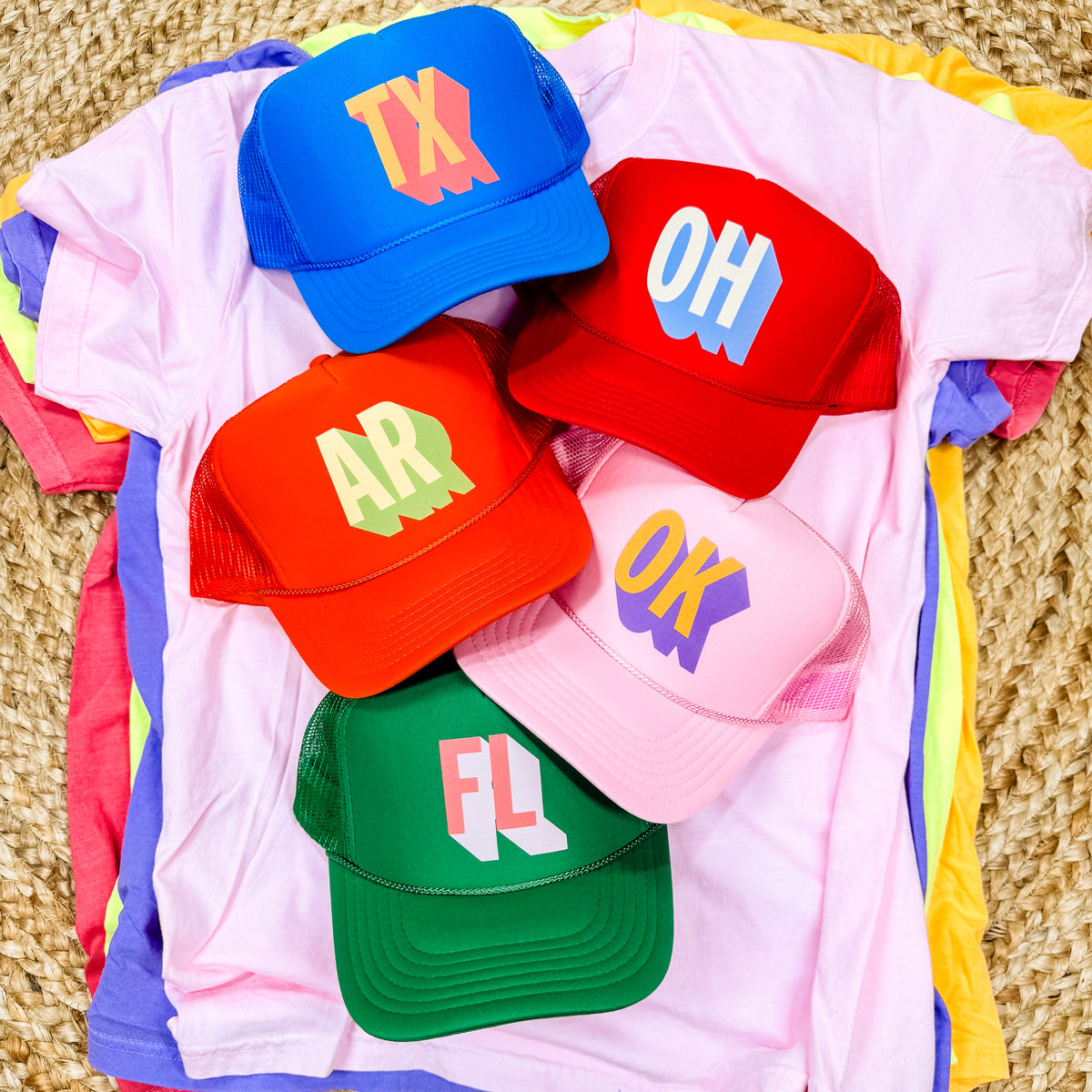 Custom State Abbreviation Hats