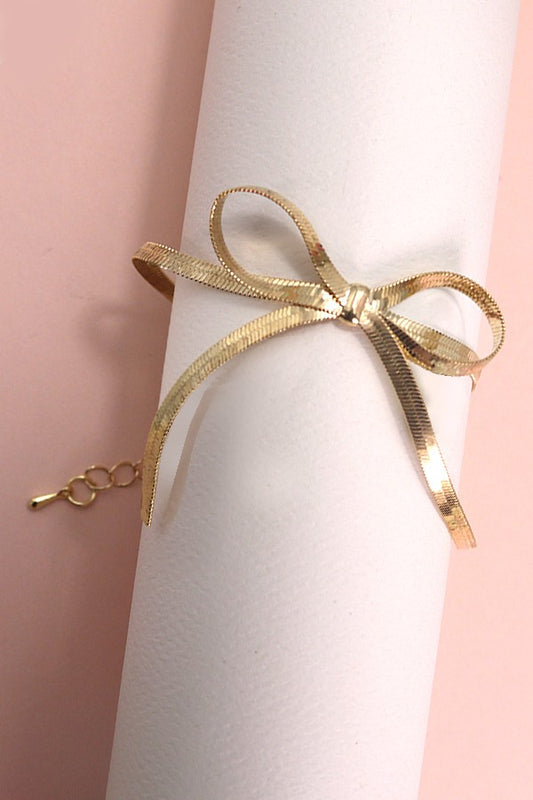 Herringbone Snake Chain Bow Bracelet