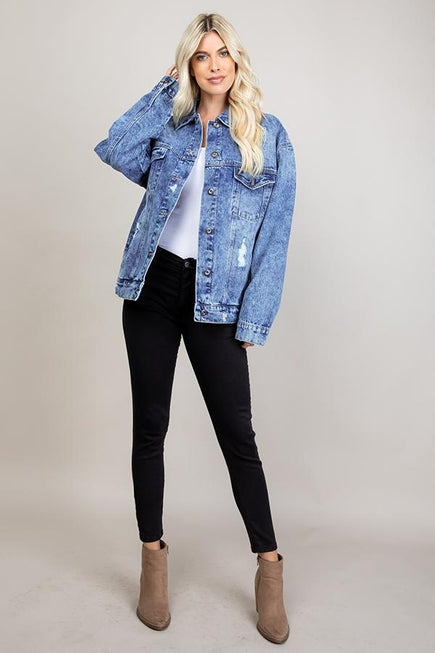 Destroyed Oversized Denim Jacket