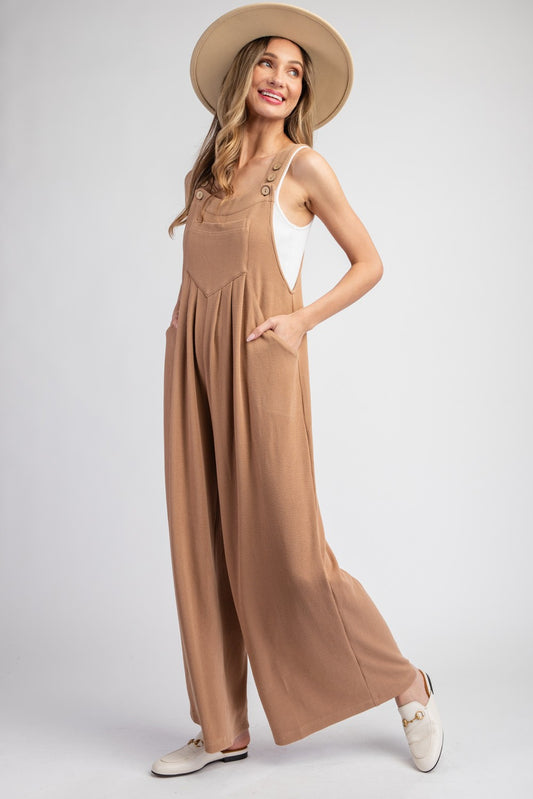 SOLID SLEEVELESS WIDE LEG JUMPSUIT